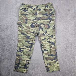 LCKR Mens 2XL Green Woodland Camo Nylon Cargo Pants Tactical Utility Streetwear